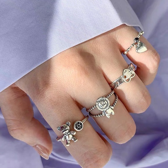 Heart ring, silver heart ring, stacking ring silver, silver stacking ring - Picture 4 of 7